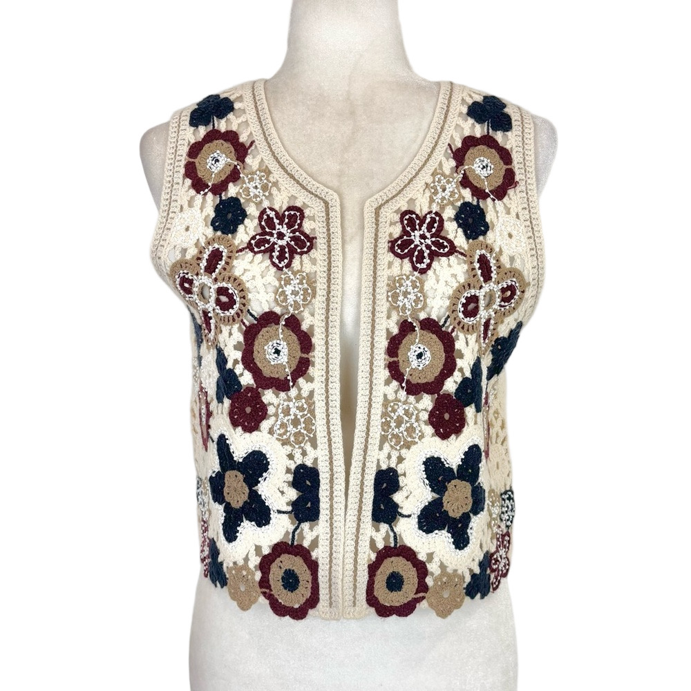 Tristan floral crochet vest